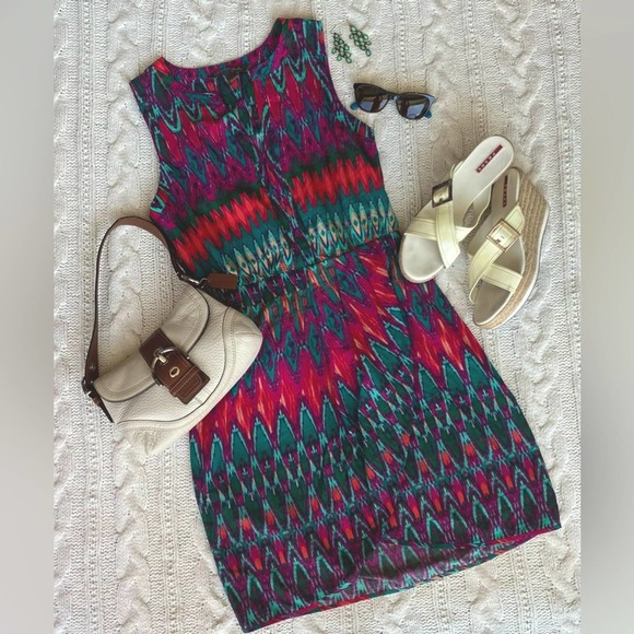 Anthropologie Charlie Jade Colorful Aztec Dress - M - Picture 4 of 8
